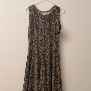 Haani Leopard Print Sleeveless A-Line Dress - Black & Tan